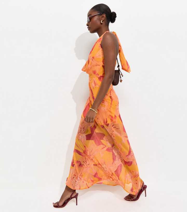 orange floral dress Chloe Maxi Dress