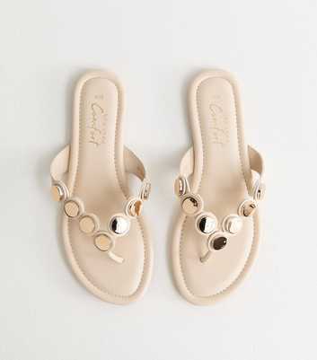 Off White Scalloped Strap Coin Trim Sandals