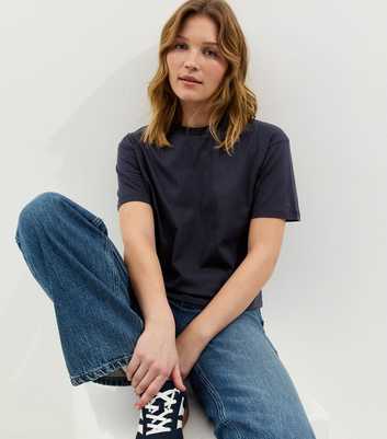 Navy Cotton Boxy T-Shirt
