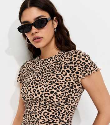 Brown Cotton Rich Leopard Print Babylock Baby Tee T-Shirt