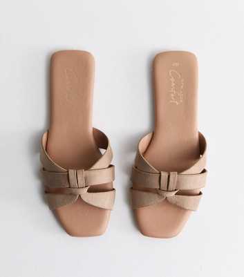 Light Brown Faux Leather Interwoven Strap Flat Sandals