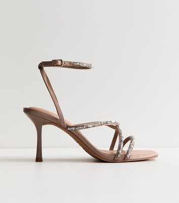 Light Brown Beaded Strap Stiletto Sandals