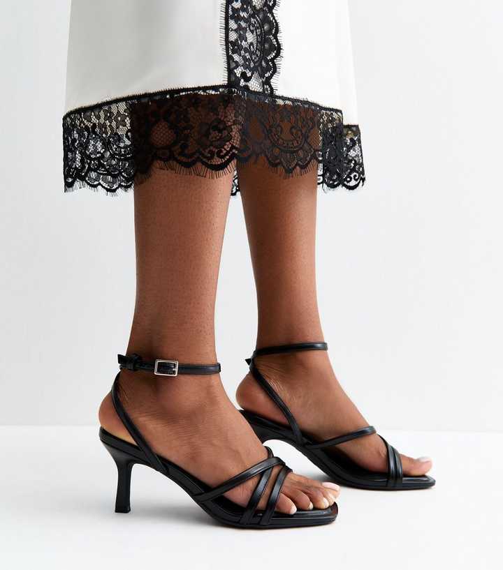 Wide Fit Black Faux Leather Sandals
