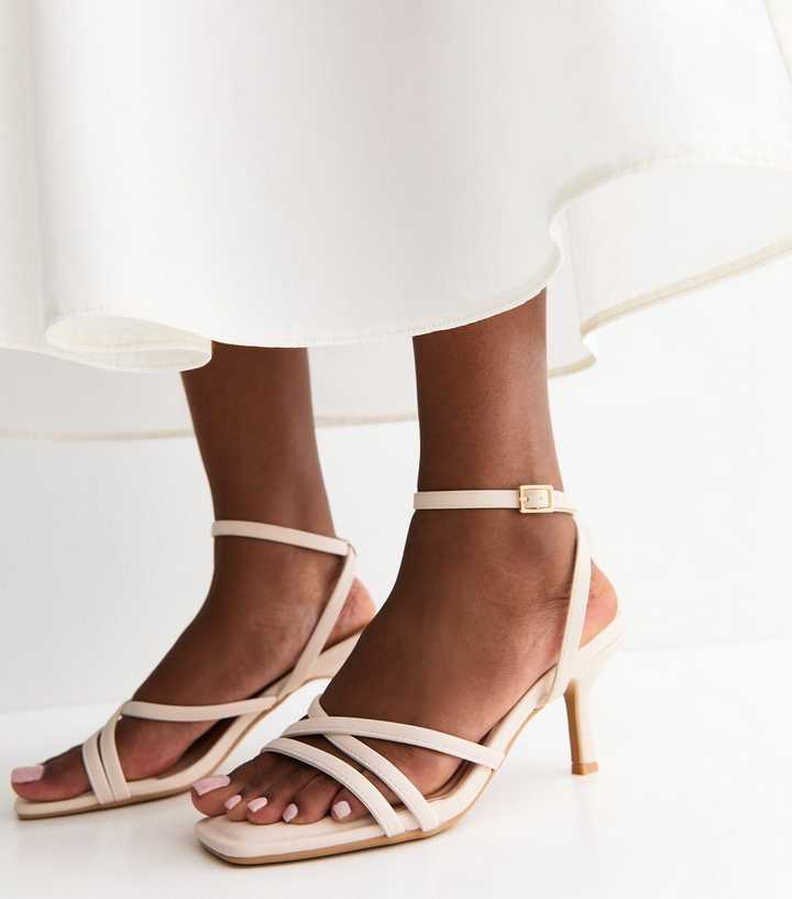 Wide Fit Off White Faux Leather Sandals