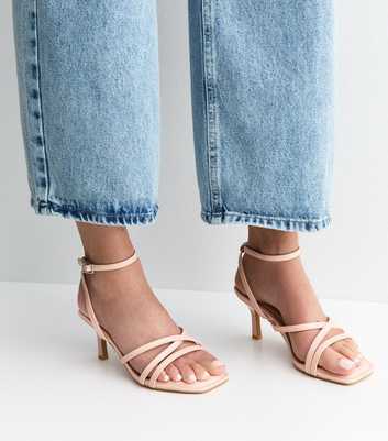 Wide Fit Light Pink Faux Leather Sandals