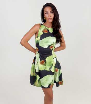 AX Paris Black Floral Gathered Hip Mini Dress
