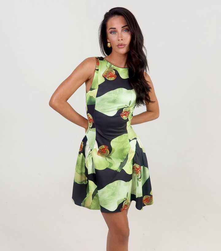 AX Paris Black Floral Gathered Hip Mini Dress