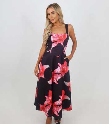 AX Paris Black Floral A-Line Midi Dress