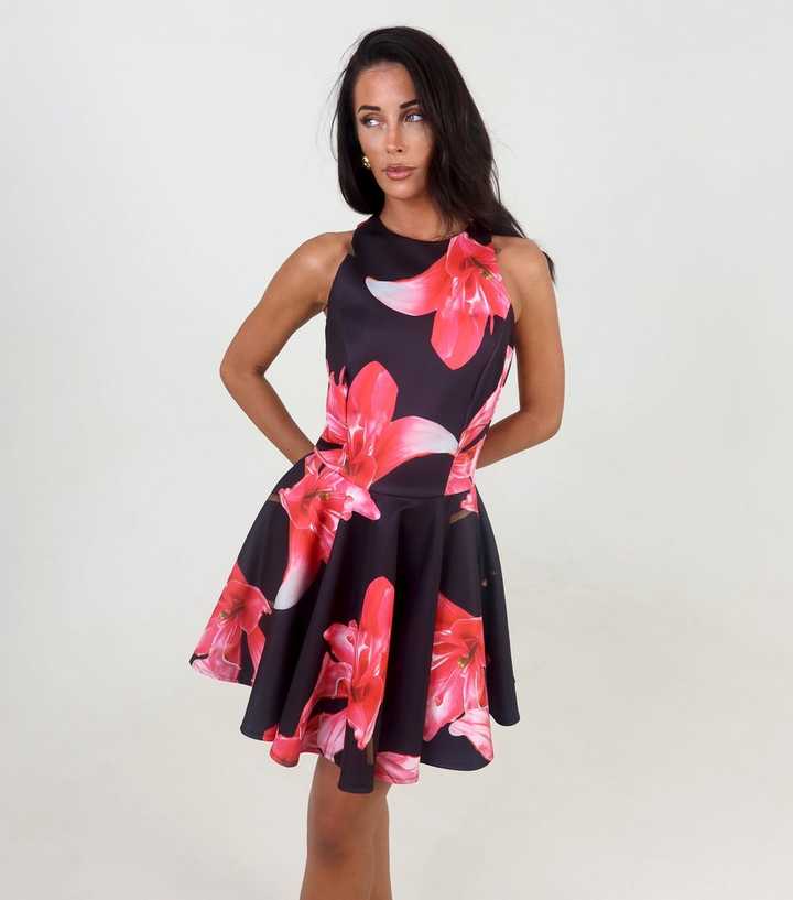 AX Paris Black Floral Skater Mini Dress