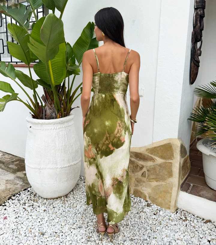 ax paris green satin cowl neck midi dress AX Paris Plus cowl neck satin midi dress in green polka dot