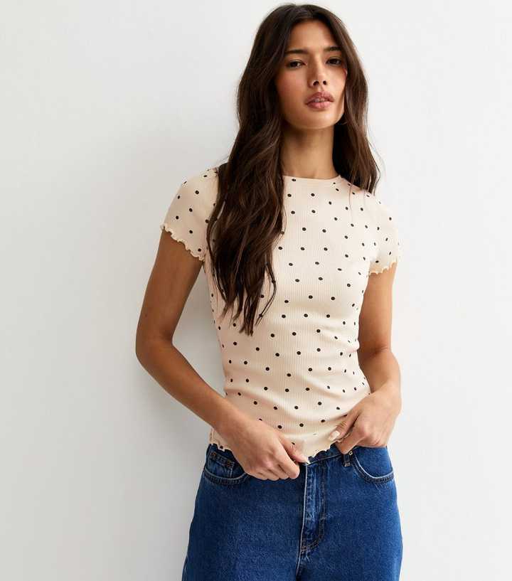 Cream Short Sleeve Spot Print Babylock T-Shirt