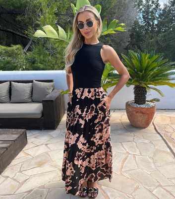 AX Paris Black Abstract Print 2 In 1 Midi Dress