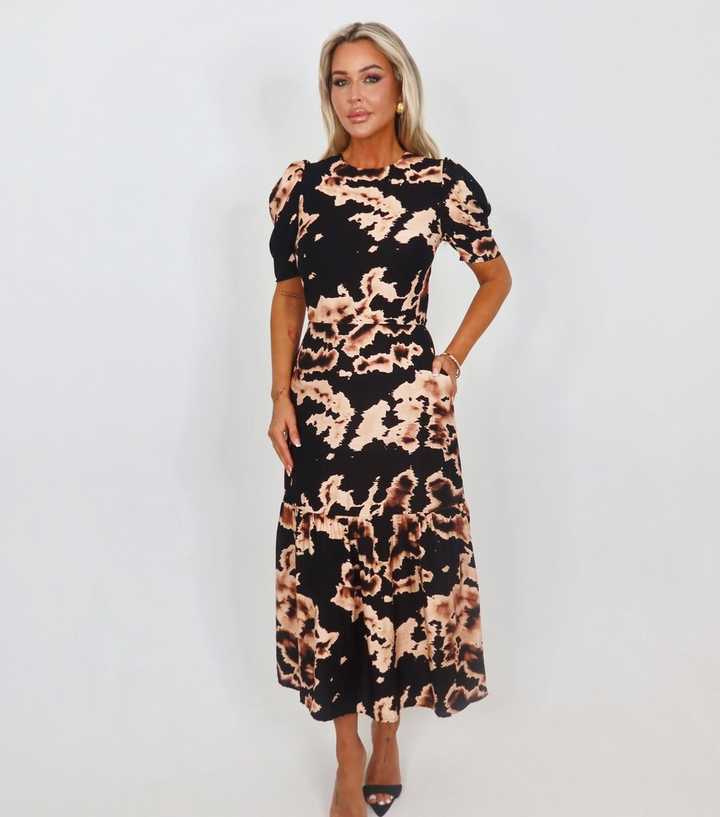 AX Paris Black Abstract Design Smock Midi Dress