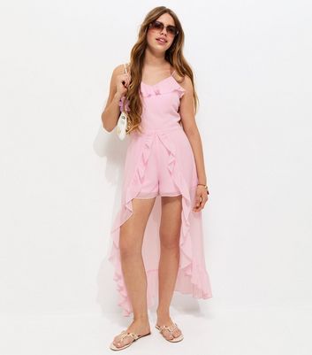 Girls Light Pink Chiffon Walkthrough Playsuit