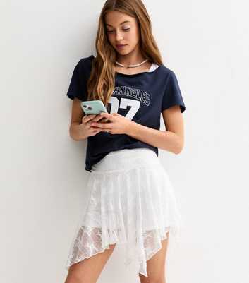 Girls White Lace Handkerchief Hem Skort