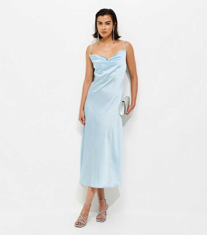 Light Blue Satin Slip Dress