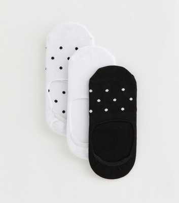Pack of 3 Black and White Polka Dot No Show Socks