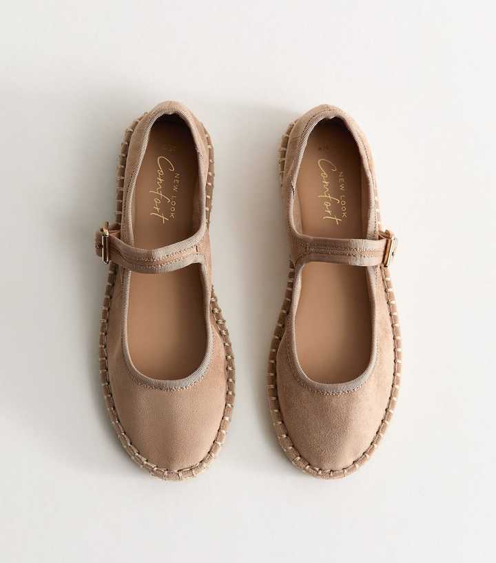 Light Brown Faux Suede Espadrille Flats