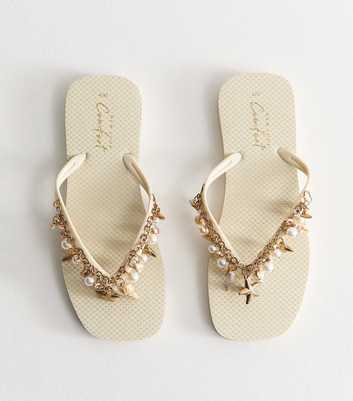 Off White Fishing Charm Flip Flops