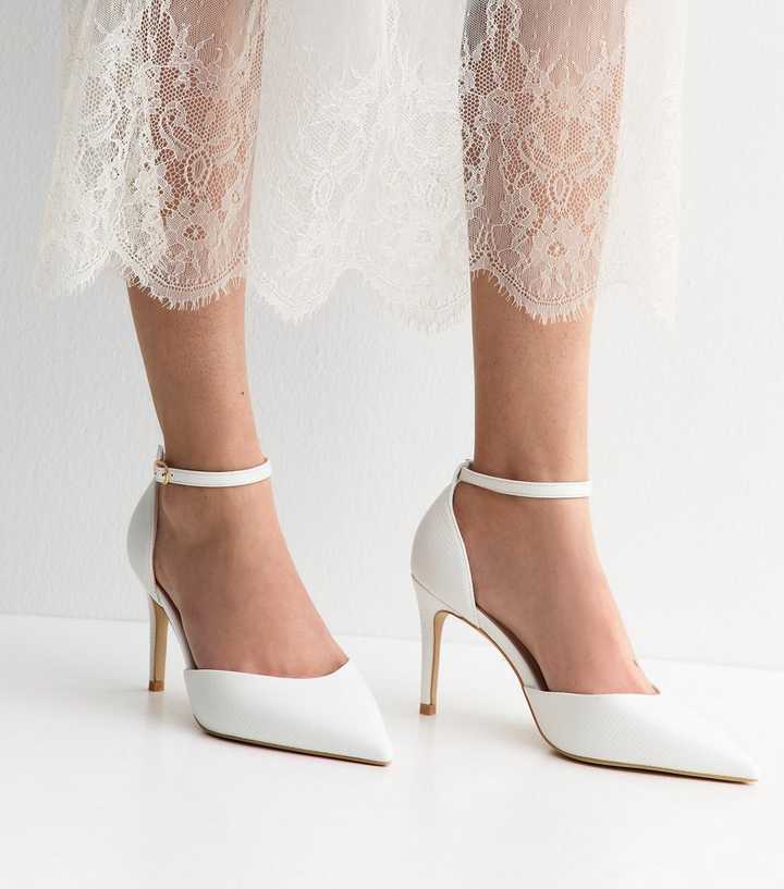 Extra Wide Fit White Ankle Strap Court Shoes