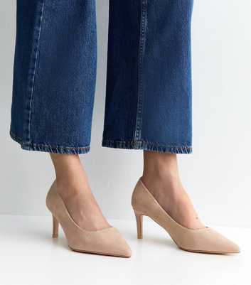 Extra Wide Fit Light Brown Faux Suede Court Shoes