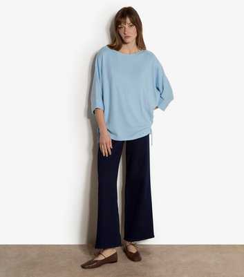 Apricot Blue Batwing Sleeve Drawstring Hem Jumper