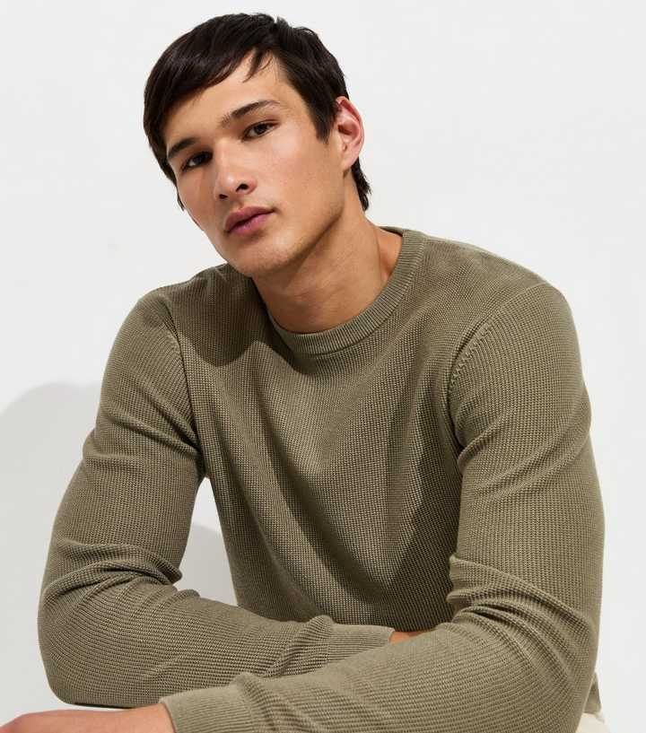 Light Khaki Regular Cotton Rich Crew Neck Jumper