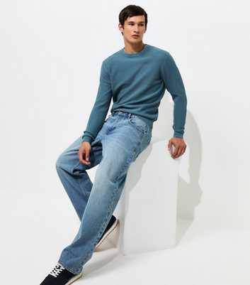 Bright Blue Regular Cotton Rich Crew Neck Jumper