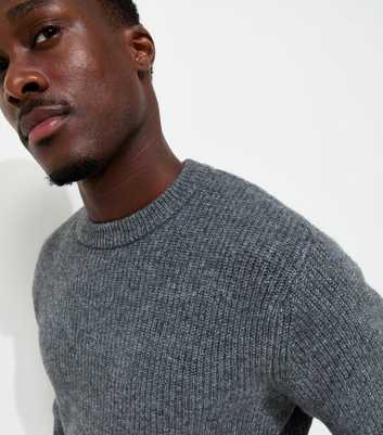 Dark Grey Regular Fit Long Sleeve Fisherman Crew Neck Jumper