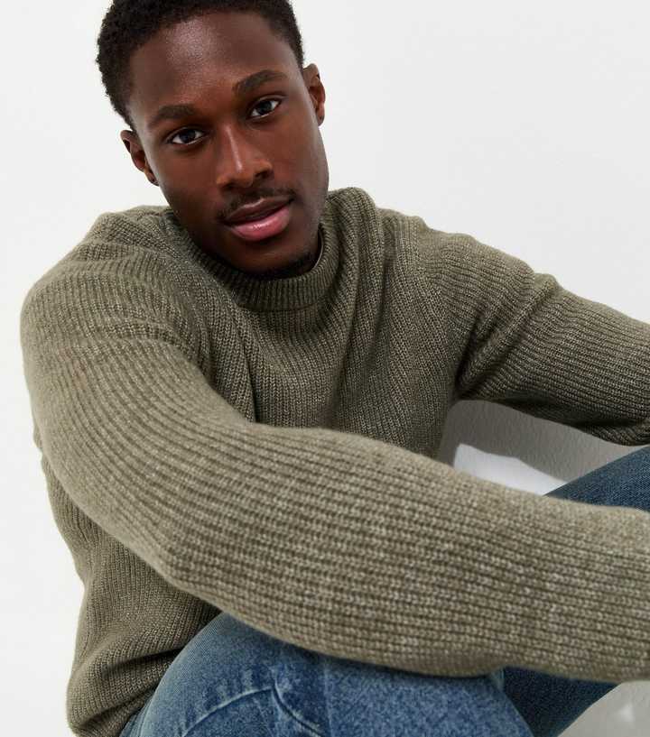 Light Khaki Regular Fit Long Sleeve Fisherman Crew Neck Jumper