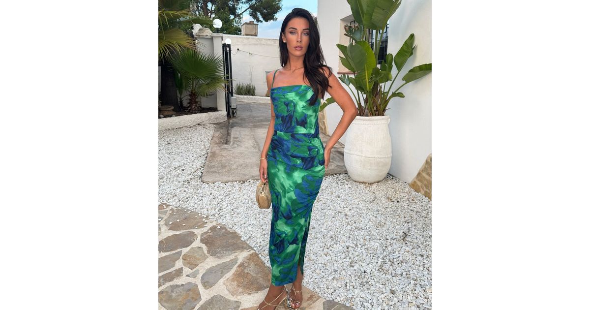 AX Paris Green Abstract Print Strappy Midi Dress | New Look