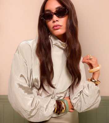Cream Pocket Detail Bubble Hem Jacket