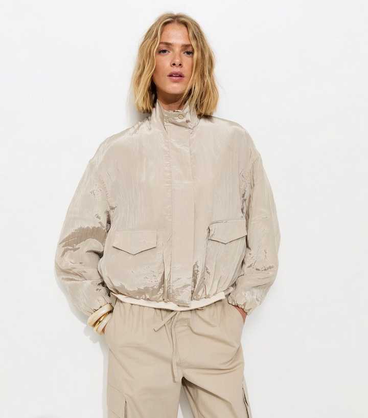 Cream Pocket Detail Bubble Hem Jacket