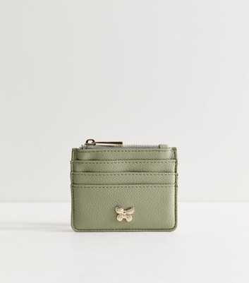Light Green Faux Leather Butterfly Charm Cardholder