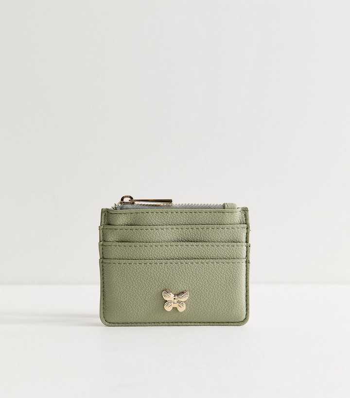 Light Green Faux Leather Butterfly Charm Cardholder