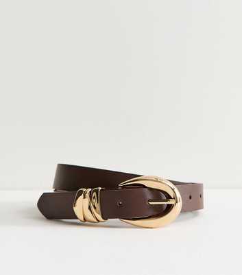 Dark Brown Faux Leather Triple Keeper Belt