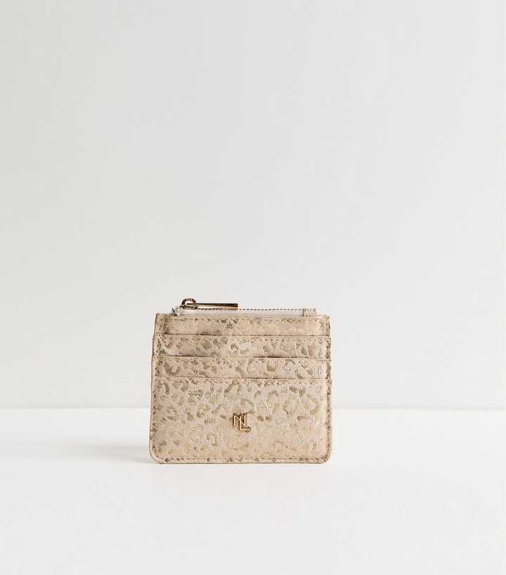 Gold Metallic Leopard Pattern Cardholder