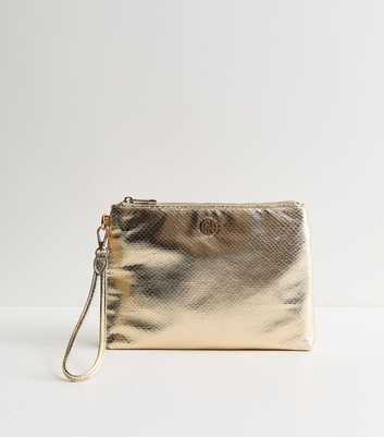 Gold Lizard Effect Faux Leather Wrist Strap Pouch