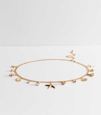 Gold Tone Starfish Chain Belt 