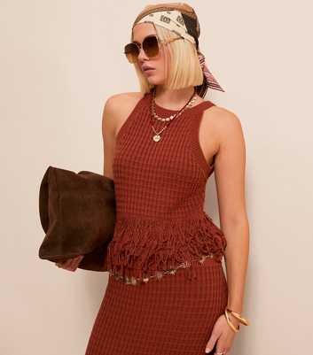 Brown Patchwork Satin Head Scarf