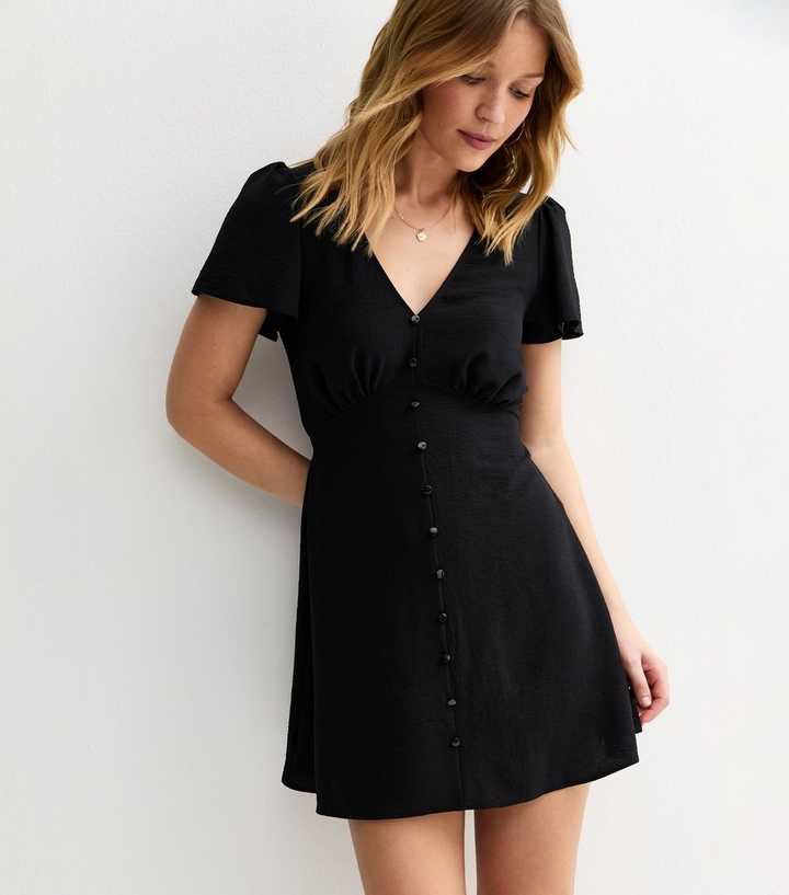 sachin and babi light blue dress Autumn Elegant Black Velvet Dress with V-Neck & Long Sleeves main image 1