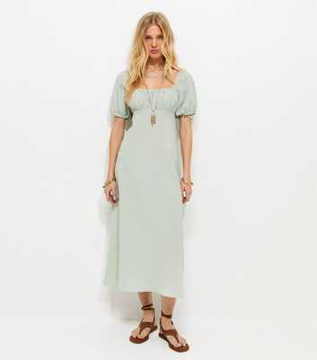 Green Gingham Milkmaid Midi Dress