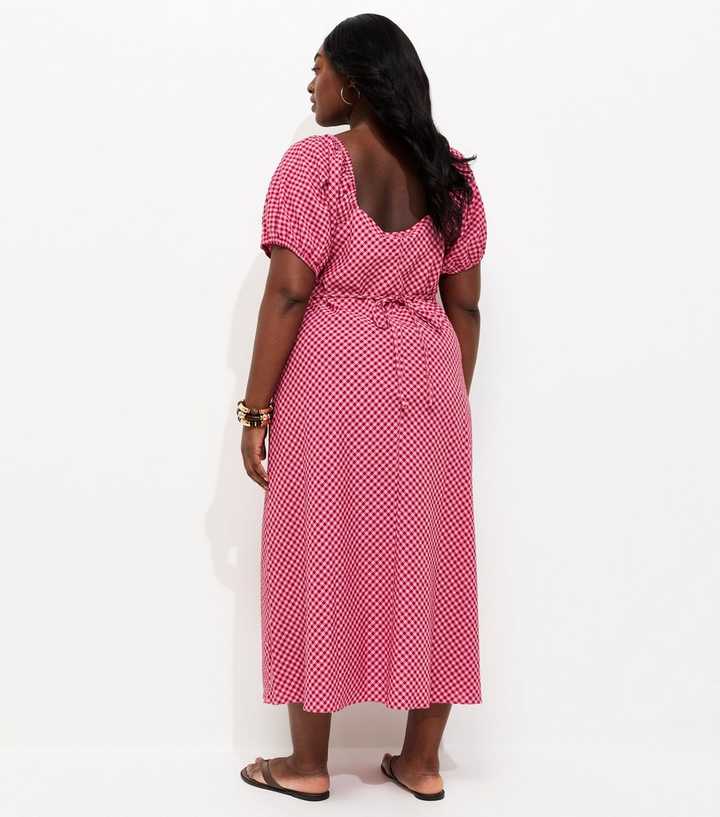 Curves Red Gingham Milkmaid Midi Dress | New Look