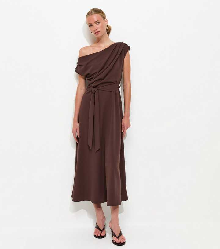 knee length dresses for ladies Anastriana Green Sparkly Off-Shoulder Midi Dress