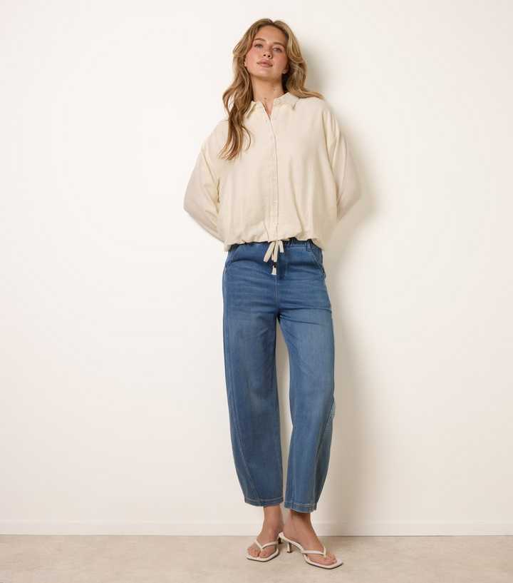 Blue Vanilla Light Blue Seam Detail Wide Leg Jeans