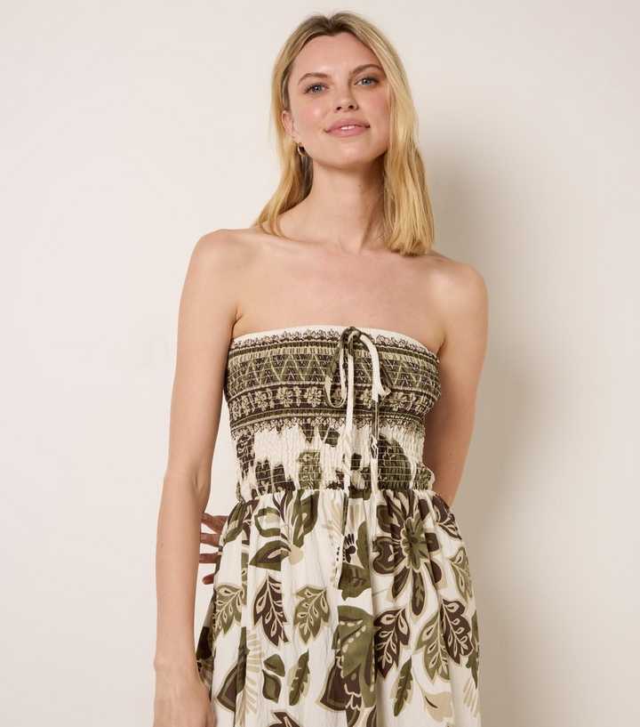 blue and khaki dress Soleil-Print Satin Dress in Khaki Blue