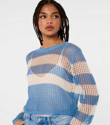 Pink Vanilla Blue Striped Crochet Jumper