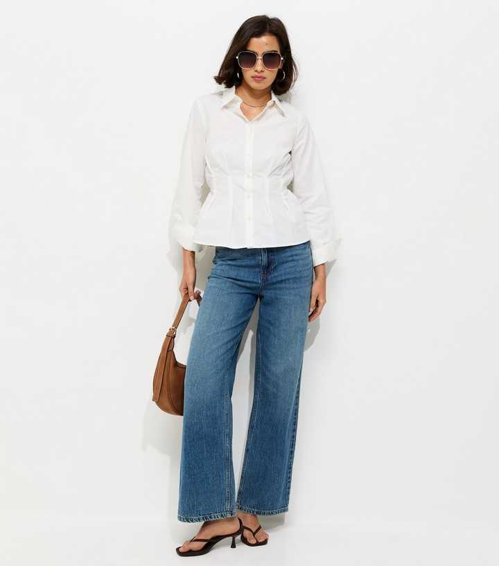 White Cotton Waisted Shirt
