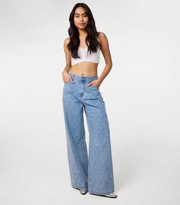 Pink Vanilla Blue Denim Heart Embellished Jeans
