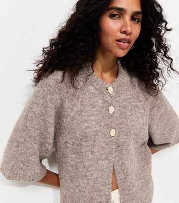 Mink Knitted Short Sleeve Cape Cardigan